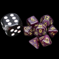 TDSO Pearl Magenta & Gold MINI 10mm 7 Dice Polyset