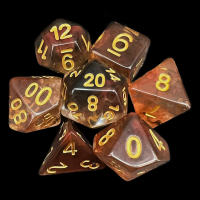 TDSO Pearl Swirl Black & Red with Gold 7 Dice Polyset