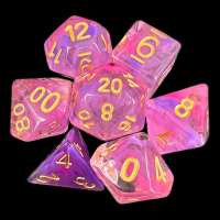 TDSO Pearl Swirl Pink & Purple with Gold 7 Dice Polyset
