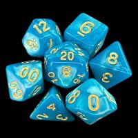 TDSO Pearl Teal & Gold 7 Dice Polyset