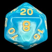 TDSO Pearl Teal & Gold D20 Dice