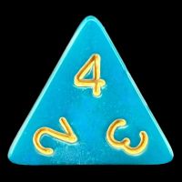 TDSO Pearl Teal & Gold D4 Dice