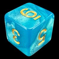TDSO Pearl Teal & Gold D6 Dice