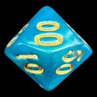 TDSO Pearl Teal & Gold Percentile Dice