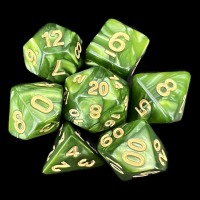 TDSO Pearl Verdant Green & Gold 7 Dice Polyset