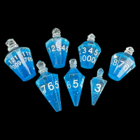 TDSO Potion Bottle Blue & White 7 Dice Polyset In Padded Case