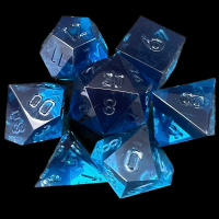 TDSO Precision Sharp Edge Steel Blue Uninked 7 Dice Polyset