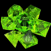 TDSO Precision Sharp Edge Bright Green Uninked 7 Dice Polyset