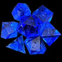 TDSO Precision Sharp Edge Sapphire Uninked 7 Dice Polyset