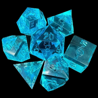 TDSO Precision Sharp Edge Aquamarine Uninked 7 Dice Polyset