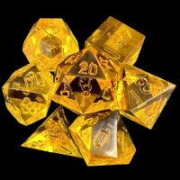 TDSO Precision Sharp Edge Amber Uninked 7 Dice Polyset