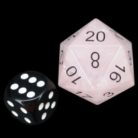 TDSO Gemstone Quartz Rose & Black JUMBO 30mm D20 Dice