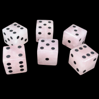 TDSO Gemstone Quartz Rose & Black 6 x D6 Spot Dice Set in Padded Case