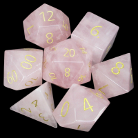 TDSO Gemstone Quartz Rose & Gold 7 Dice Polyset in Padded Case