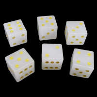 TDSO Gemstone Quartz Snow & Gold 6 x D6 Dice Set In Padded Case