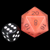 TDSO Gemstone Quartz Strawberry & Black JUMBO 30mm D20 Dice