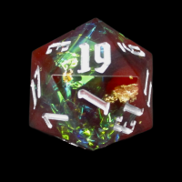 TDSO Sharp Edge Handmade Candy Glitter Red & Black D20 Dice