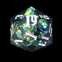 TDSO Sharp Edge Handmade Candy Glitter Green & Black D20 Dice