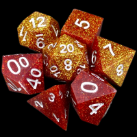 TDSO Sharp Edge Enchanted Blood Amber 7 Dice Polyset + Case
