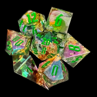 TDSO Sharp Edge The Iridescent Rainbow 7 Dice Polyset + Case