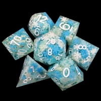 TDSO Sharp Edge Snowflake 7 Dice Polyset + Tin