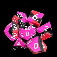 TDSO Silicone Black Orange & Pink with White 7 Dice Polyset BOUNCY DICE