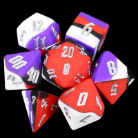 TDSO Silicone Black Purple Red White with Silver 7 Dice Polyset BOUNCY DICE