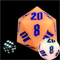 TDSO Silicone Glow In Dark Orange MASSIVE 55mm D20 BOUNCY DICE