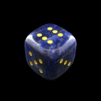 TDSO Gemstone Sodalite Dark & Gold 15mm Rounded D6 Spot Dice