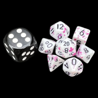 TDSO Splatter Hot Pink & White MINI 10mm 7 Dice Polyset