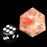 TDSO Gemstone Sunstone & Black JUMBO 30mm D20 Dice