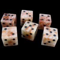 TDSO Gemstone Sunstone & Black 6 x D6 Spot Dice Set
