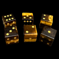 TDSO Gemstone Tiger Eye Gold & Gold D6 Spot Dice Set In Padded Case