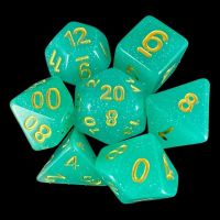 TDSO Translucent Glitter Teal 7 Dice Polyset