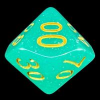TDSO Translucent Glitter Teal Percentile Dice