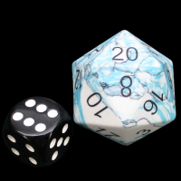 TDSO Gemstone Turquoise Synthetic Blue & White JUMBO 30mm D20 Dice