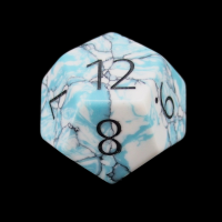 TDSO Turquoise Blue & White Synthetic with Engraved Numbers 16mm Precious Gem D12 Dice