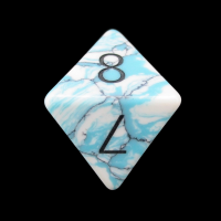 TDSO Turquoise Blue & White Synthetic with Engraved Numbers 16mm Precious Gem D8 Dice