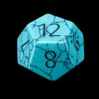 TDSO Gemstone Turquoise Synthetic Blue & Black D12 Dice