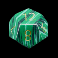TDSO Malachite Green Synthetic Turquoise with Engraved Numbers 16mm Precious Gem D12 Dice
