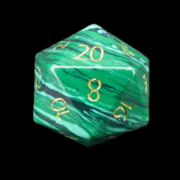 TDSO Malachite Green Synthetic Turquoise with Engraved Numbers 16mm Precious Gem D20 Dice