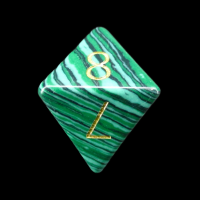 TDSO Malachite Green Synthetic Turquoise with Engraved Numbers 16mm Precious Gem D8 Dice
