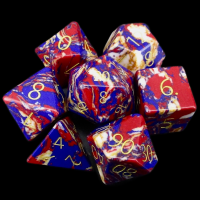 TDSO Multi Fire Synthetic Turquoise with Engraved Numbers 16mm Stone 7 Dice Polyset