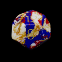 TDSO Multi Fire Synthetic Turquoise with Engraved Numbers 16mm Stone D12 Dice