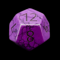 TDSO Turquoise Purple Synthetic with Engraved Numbers 16mm Precious Gem D12 Dice