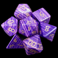 TDSO Turquoise Purple Wave Synthetic with Engraved Numbers 16mm Precious Gem 7 Dice Polyset