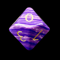 TDSO Turquoise Purple Wave Synthetic with Engraved Numbers 16mm Precious Gem D10 Dice