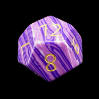 TDSO Turquoise Purple Wave Synthetic with Engraved Numbers 16mm Precious Gem D12 Dice