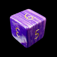 TDSO Turquoise Purple Wave Synthetic with Engraved Numbers 16mm Precious Gem D6 Dice