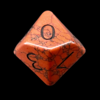 TDSO Turquoise Red Synthetic with Engraved Numbers 16mm Precious Gem D10 Dice